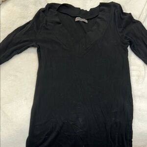 Michael Stars Black Fitted 3/4 Sleeve Blouse
